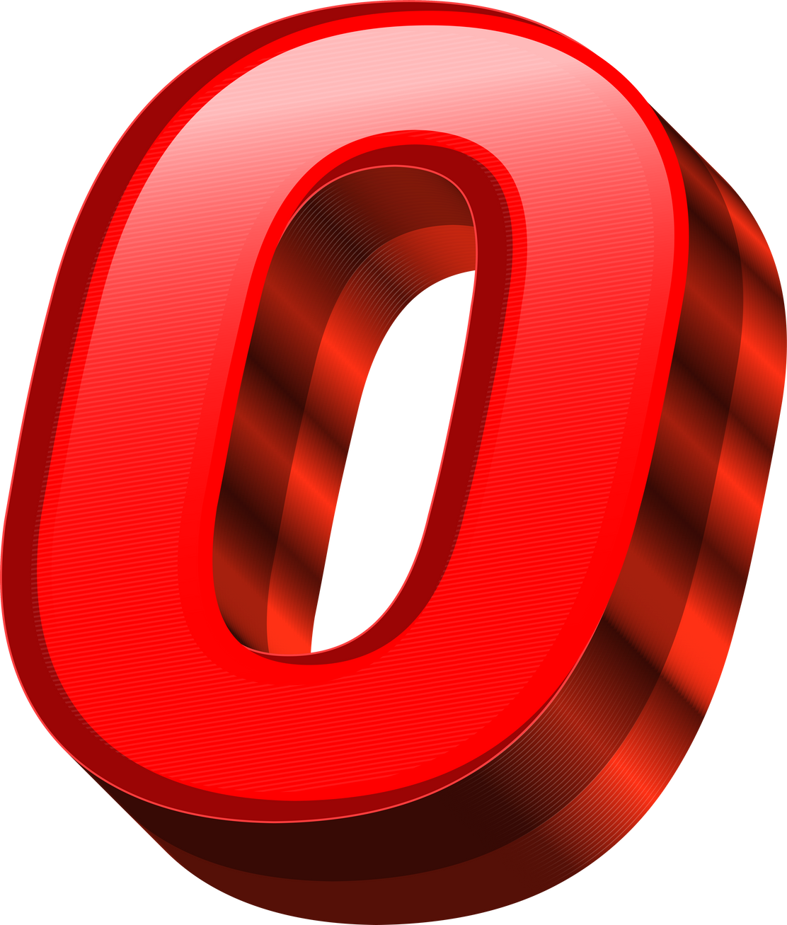 3D Red Alphabet Number 0