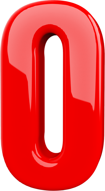 number 0 red 3d