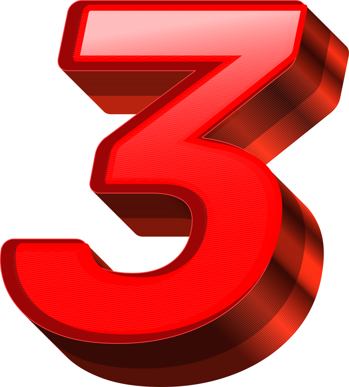 3D Red Alphabet Number 3